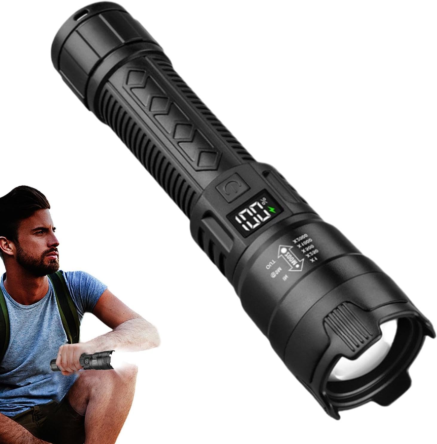 Outdoor Lighting Lowes - Tactical LED Flashlight 2000LM USB Rechargeable