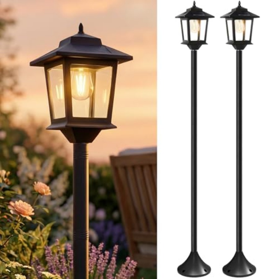 Outdoor Lighting Pole - Outdoor Solar Post Lights, 2-Pack 63