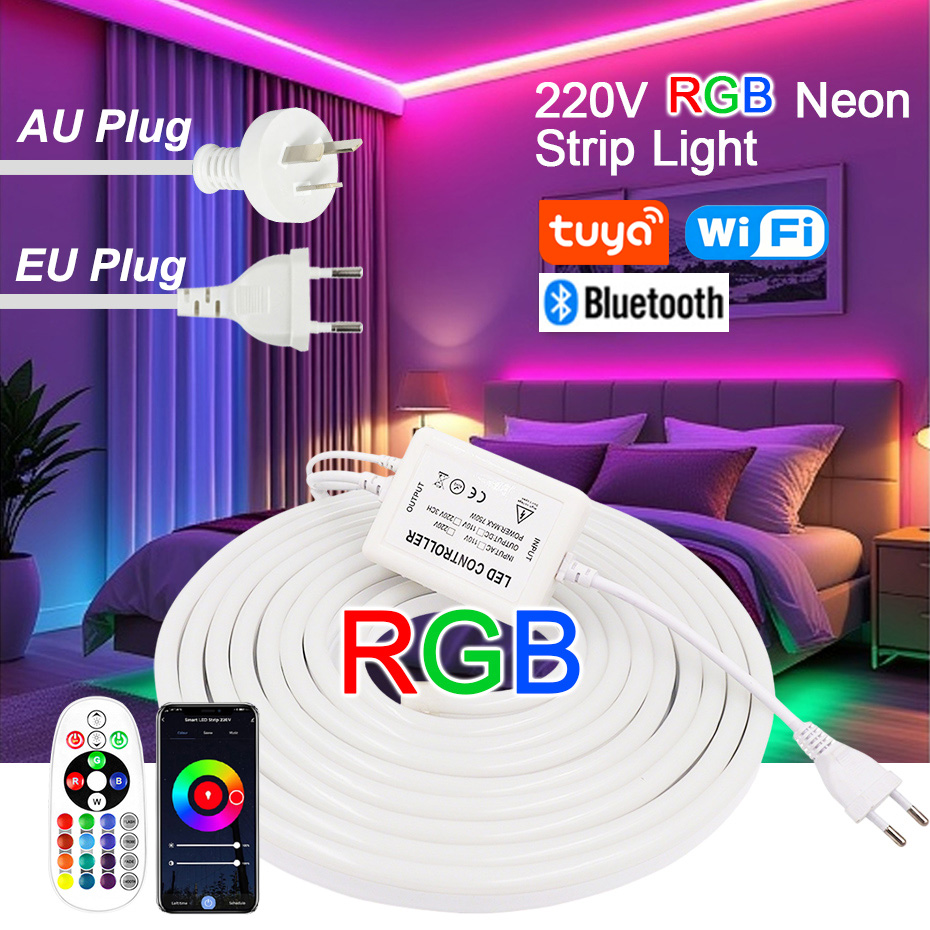 Outdoor Lighting No Wiring - 220V RGB LED Neon Strip with