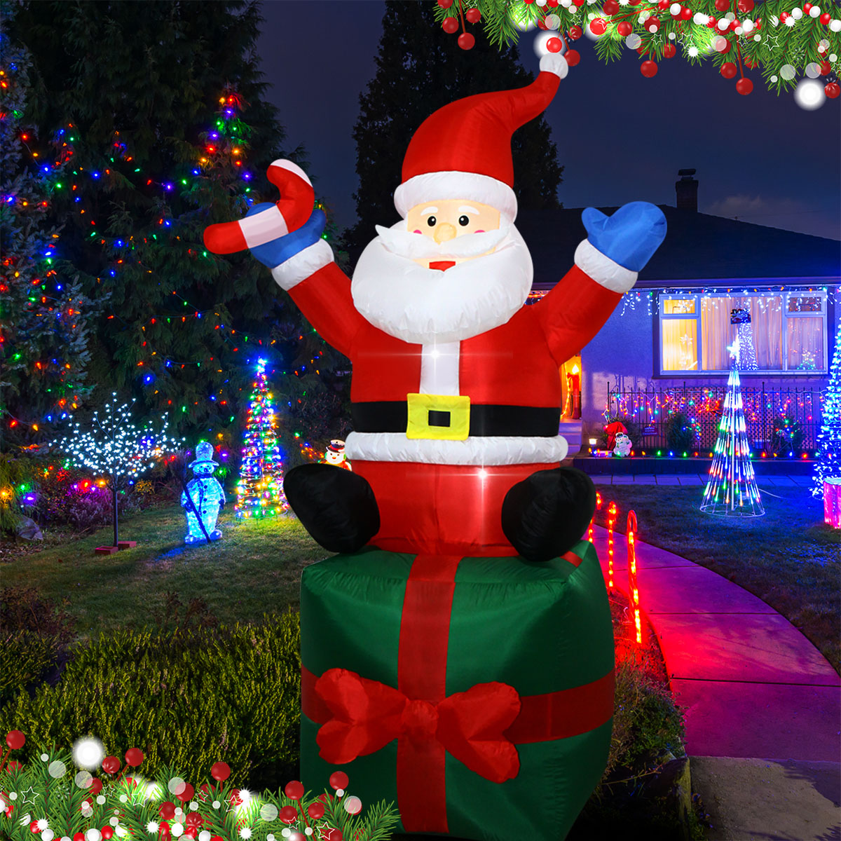 Outdoor Lighting Box - 6 FT Christmas Inflatables Santa on