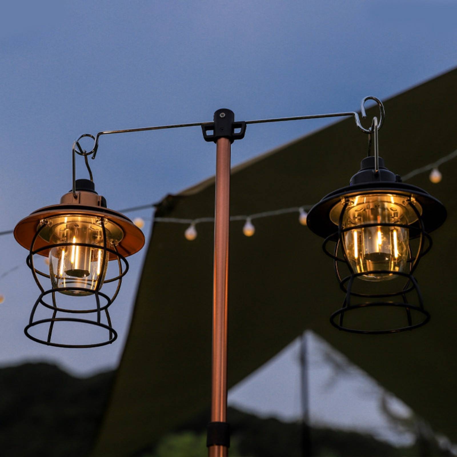 Outdoor Lighting Pole - Tripod Stand with Hooks Telescopic Hanging
