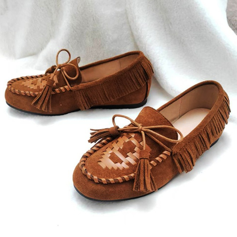 Outdoor Lighting Brands - Retro Tassel Bowknot Design Loafers for