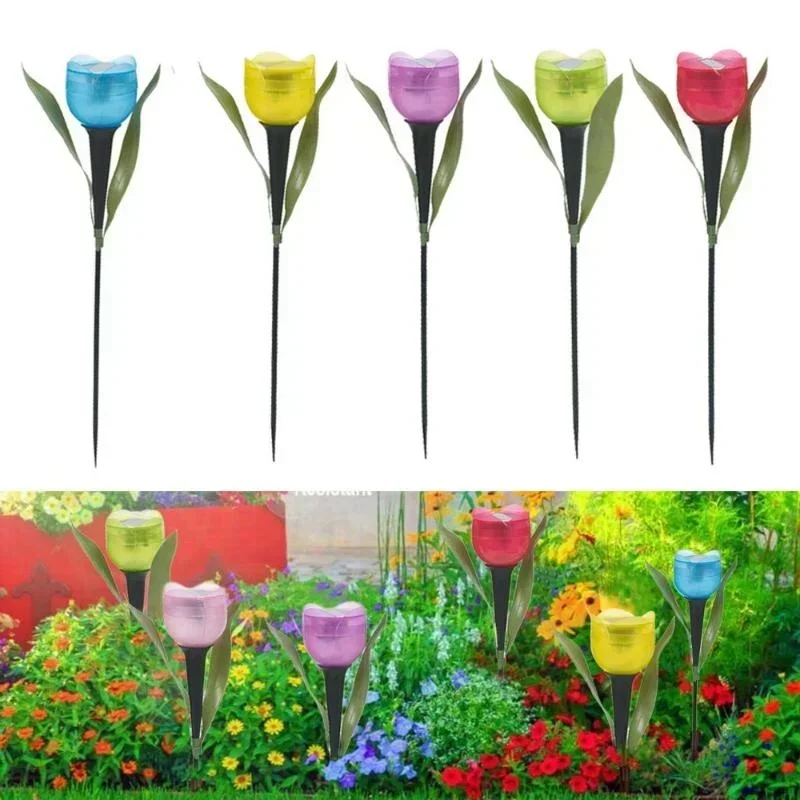 Outdoor Lighting Youtube - 1Pcs Garden Tulip Flower Shape LED