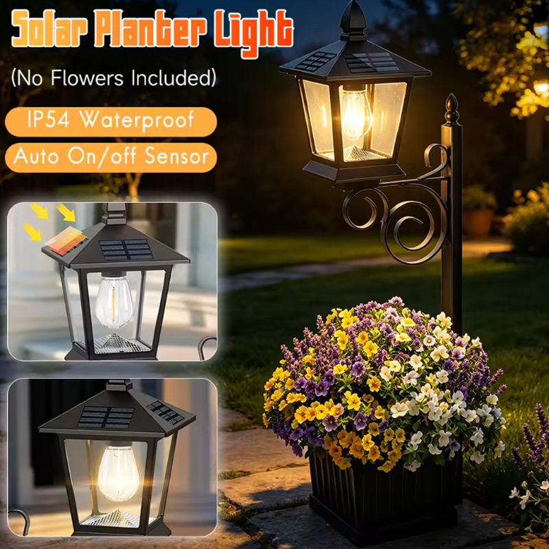 Wall Lighting Outdoor - 2-in-1 Solar Garden Planter Lamp Warm