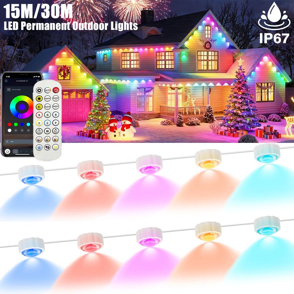 Outdoor Lighting Year Round - 15M/30M Smart RGB Eave Lights App