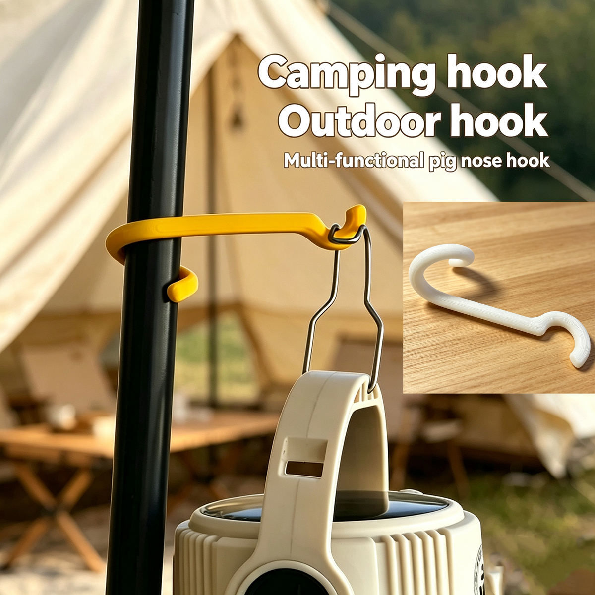 Outdoor Lighting Pole - 3D Printed Multifunctional Pig Nose Camping