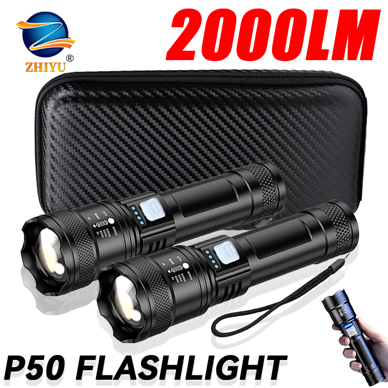 Outdoor Lighting Brands - Tactical LED Flashlight 2000LM USB Rechargeable