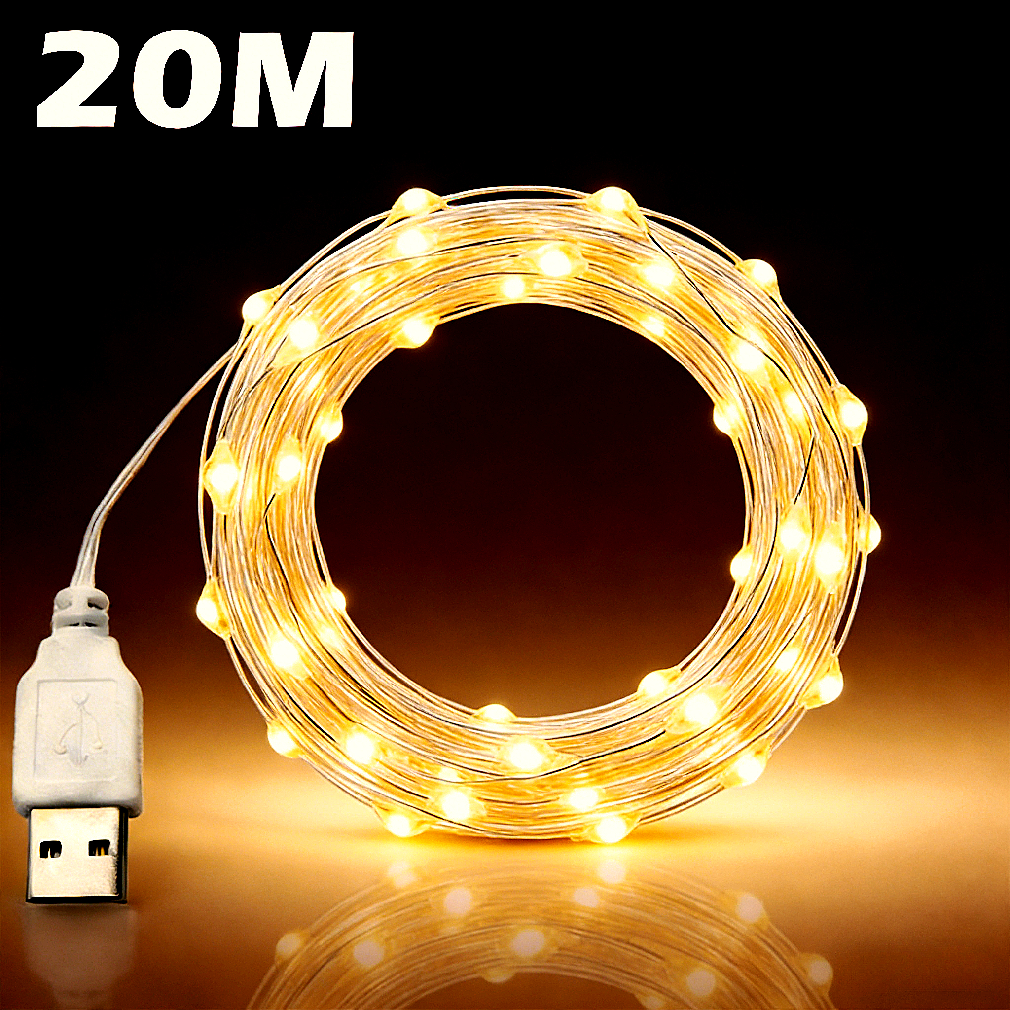 Outdoor Lighting No Wiring - 20meter USB Led Fairy Lights Copper