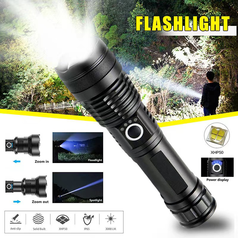 Outdoor Lighting Brands - High Power XHP70 Led Flashlight USB-C
