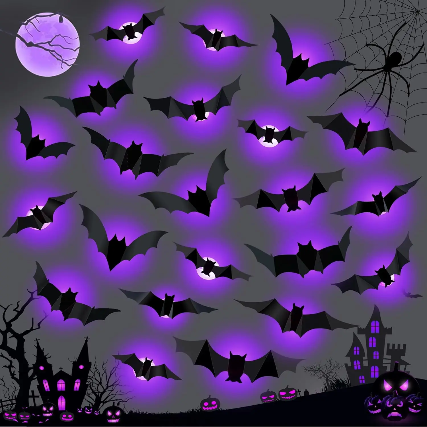 Halloween LED Bats Spider Deco - Lighting Wedding Outdoor recension och pris