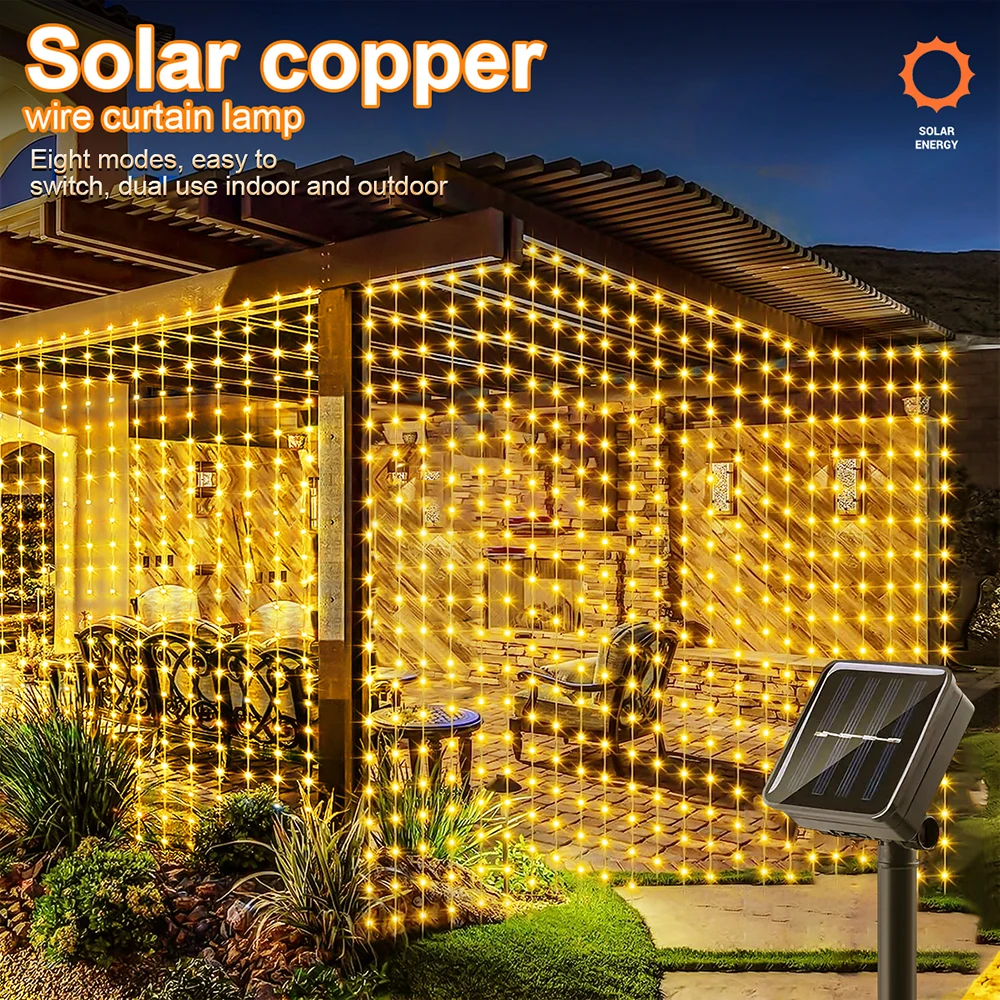 Solar LED Curtain Light Outdoo - Outdoor Lighting No Wiring recension och pris