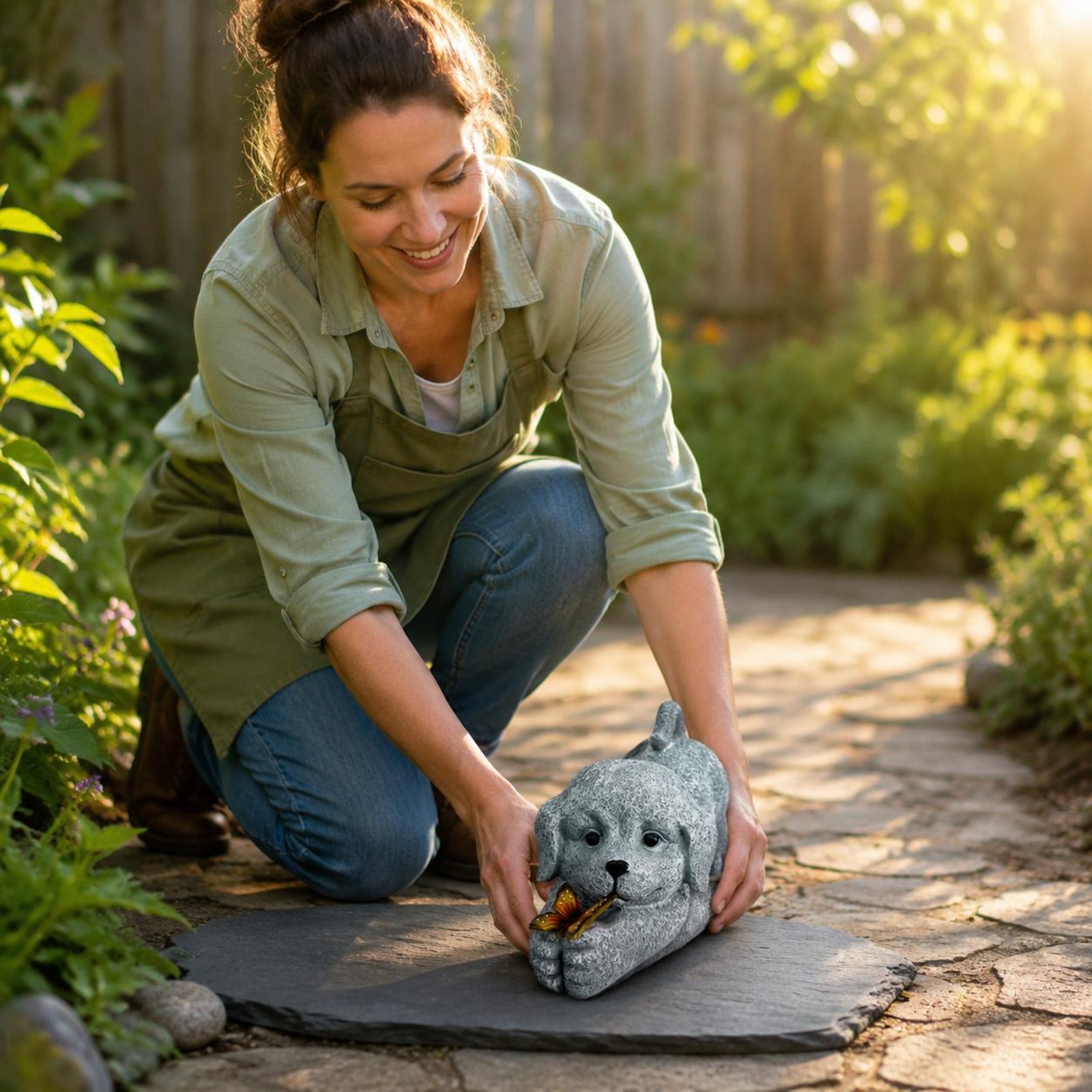 Solar Dog Statue Resin Craft S - Outdoor Lighting No Wiring recension och pris