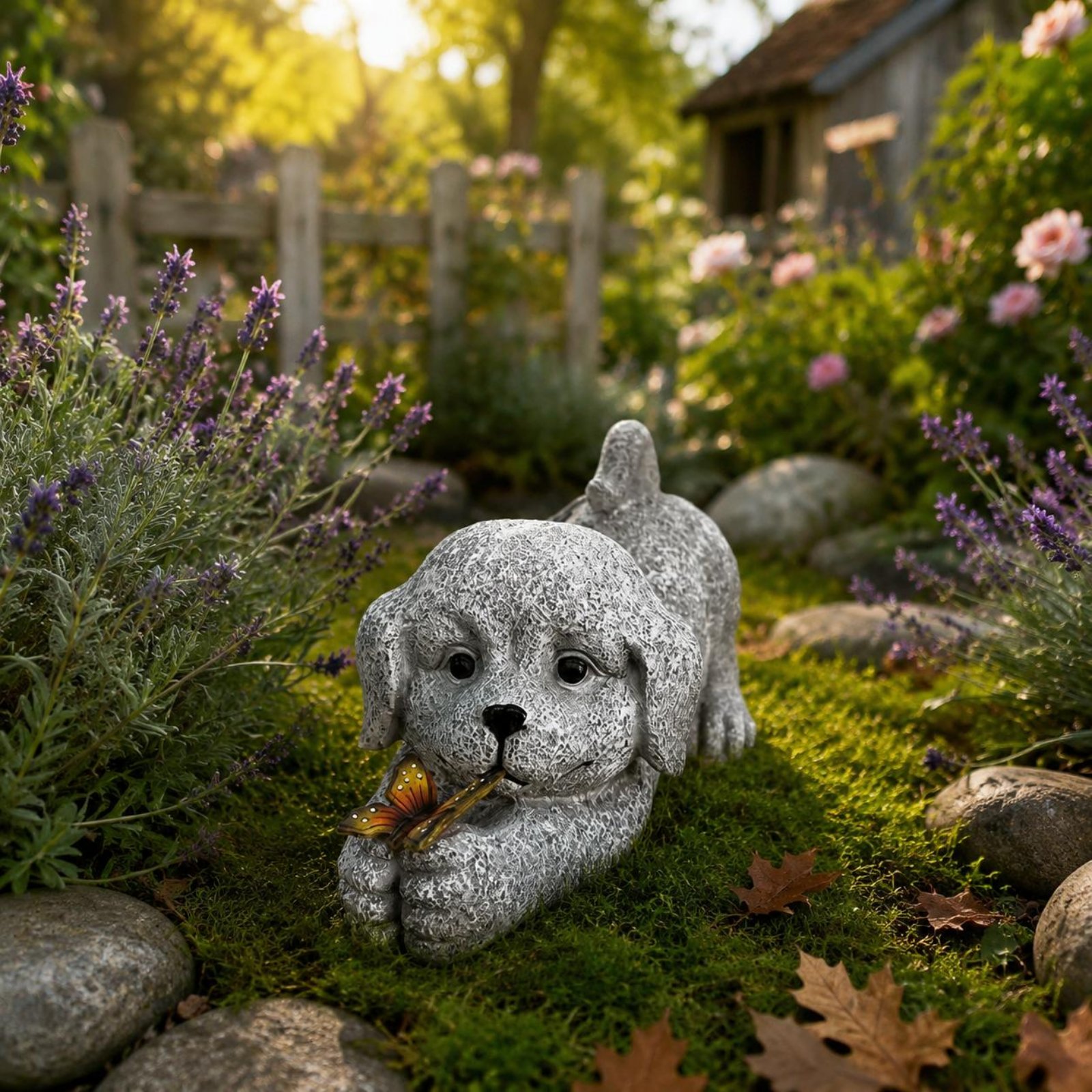 Solar Dog Statue Resin Craft S - Outdoor Lighting No Wiring recension och pris