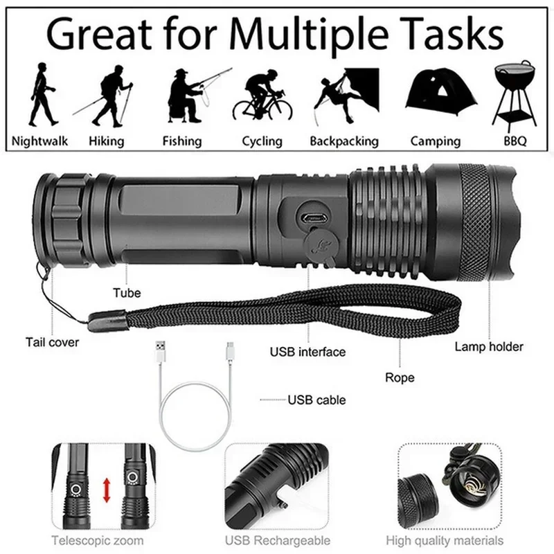 High Power XHP70 Led Flashligh - Outdoor Lighting Brands recension och pris
